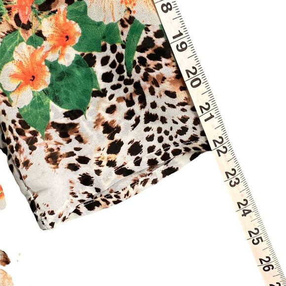 Soft Surroundings Tunic Top Women M Green Floral Sheer Blouse Resort Tropical - Picture 10 of 13